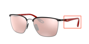 Branches originales Ray-Ban RB3673M Ferrari, couleur F060 · Noir sur argent