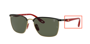 Branches originales Ray-Ban RB3673M Ferrari, couleur F061 · Noir sur arista