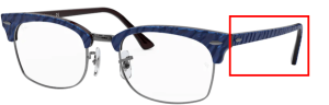 Branches originales Ray-Ban RB3916V Clubmaster Square, couleur 8052 · Wrinkled bleu sur marron
