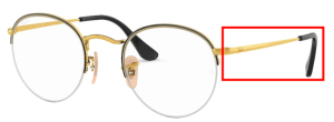 Branches originales Ray-Ban RB3947V Round Gaze, couleur 2946 · Noir sur arista