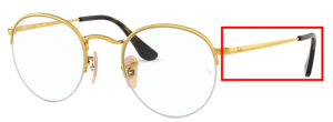 Branches originales Ray-Ban RB3947V Round Gaze, couleur 2500 · Arista