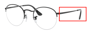 Branches originales Ray-Ban RB3947V Round Gaze, couleur 2503 · Noir mat