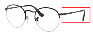 Branches originales Ray-Ban RB3947V Round Gaze, couleur 2509 · Noir