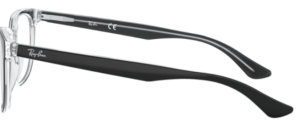 Branches originales Ray-Ban RB5369, couleur 2034 · Supérieur noir sur transparent