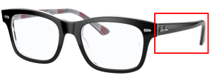 Branches originales Ray-Ban RB5383, couleur 8089 · Noir sur chevron gris/burgundy
