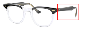 Branches originales Ray-Ban RB5398 Hawkeye, couleur 2034 · Supérieur noir sur transparent