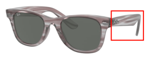 Branches originales Ray-Ban RB9066S Junior Wayfarer, couleur 7074 · Stripped gris