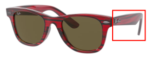 Branches originales Ray-Ban RB9066S Junior Wayfarer, couleur 7073 · Stripped rouge