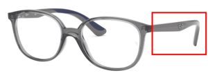 Branches originales Ray-Ban RB1598 Junior vue, couleur 3830 · Transparent gris
