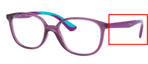 Branches originales Ray-Ban RB1598 Junior vue, couleur 3776 · Transparent violet
