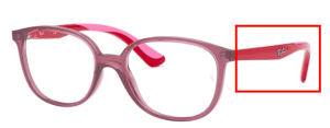 Branches originales Ray-Ban RB1598 Junior vue, couleur 3777 · Transparent rouge