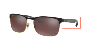 Branches originales Ray-Ban RB8319, couleur 9076 · Noir mat sur arista