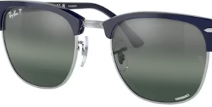Verres originaux Ray-Ban RB3016 Clubmaster, couleur G6 · Polarisé transparent dégradé bleu foncé