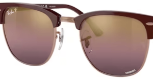Verres originaux Ray-Ban RB3016 Clubmaster, couleur G9 · Or/rouge
