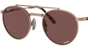 Verres originaux Ray-Ban RB8237 Round II Titanium, couleur AF · Violet foncé polarisé