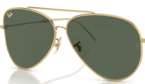 Verres originaux Ray-Ban RB0101S Aviator Reverse, couleur G · 15 vert · plastique