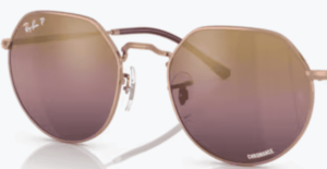 Verres originaux Ray-Ban RB3565 Jack, couleur G9 · Or/rouge