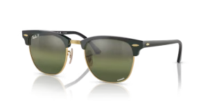 Verres originaux Ray-Ban RB3016 Clubmaster, couleur G4 · Polarisé transparent dégradé vert foncé