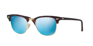 Verres originaux Ray-Ban RB3016 Clubmaster, couleur 7E · Flash bleu
