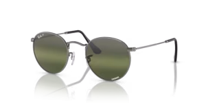 Verres originaux Ray-Ban RB3447 Round Metal, couleur G4 · Polarisé transparent dégradé vert foncé