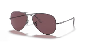 Verres originaux Ray-Ban RB3689 Aviator Metal II, couleur AF · Violet foncé polarisé