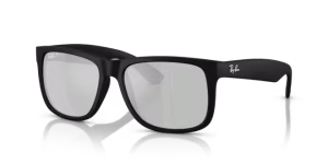 Verres originaux Ray-Ban RB4165 Justin, couleur Y4 · Vert miroir argent polarisé · plastique