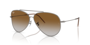 Verres originaux Ray-Ban RB0101S Aviator Reverse, couleur CB · Marron dégradé · plastique