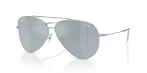 Verres originaux Ray-Ban RB0101S Aviator Reverse, couleur 30 · Gris flash total miroir · plastique