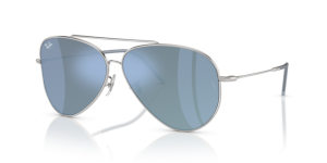 Verres originaux Ray-Ban RB0101S Aviator Reverse, couleur GA · Gris foncé turquoise · plastique