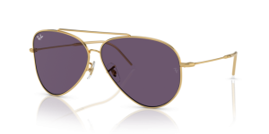 Verres originaux Ray-Ban RB0101S Aviator Reverse, couleur 1A · Violet · plastique