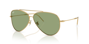 Verres originaux Ray-Ban RB0101S Aviator Reverse, couleur 82 · Vert foncé · plastique