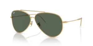 Verres originaux Ray-Ban RB0101S Aviator Reverse, couleur VR · Vert foncé · plastique