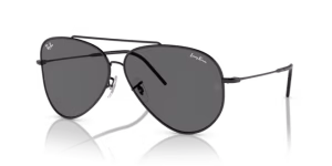 Verres originaux Ray-Ban RB0101S Aviator Reverse, couleur GR · Gris foncé · plastique