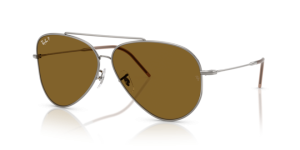 Verres originaux Ray-Ban RB0101S Aviator Reverse, couleur 83 · Polarisé marron · plastique