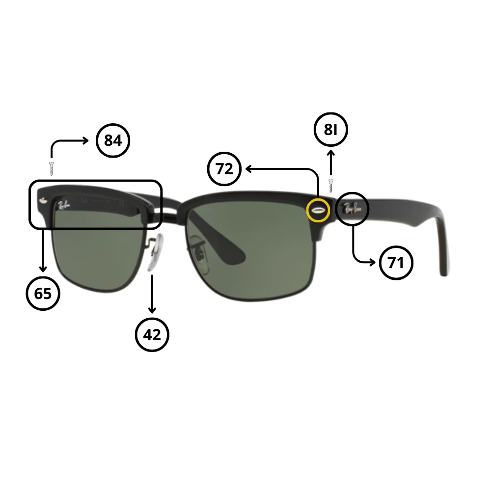 Pièces de rechange Ray-Ban RB4190 CLUBMASTER SQUERE Originaux